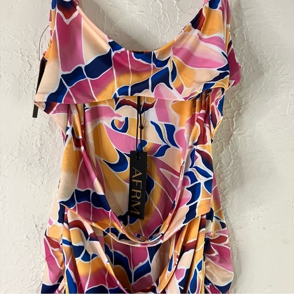 AFRM Corsica Ruched Cut Out Mini Dress in Summer Butterfly - Picture 3 of 12